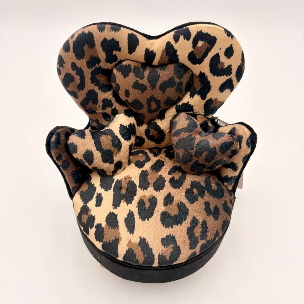 Willow & Riley Leopard Velvet Heart Armchair Jewelry Box Mirror Gold Legs NEW